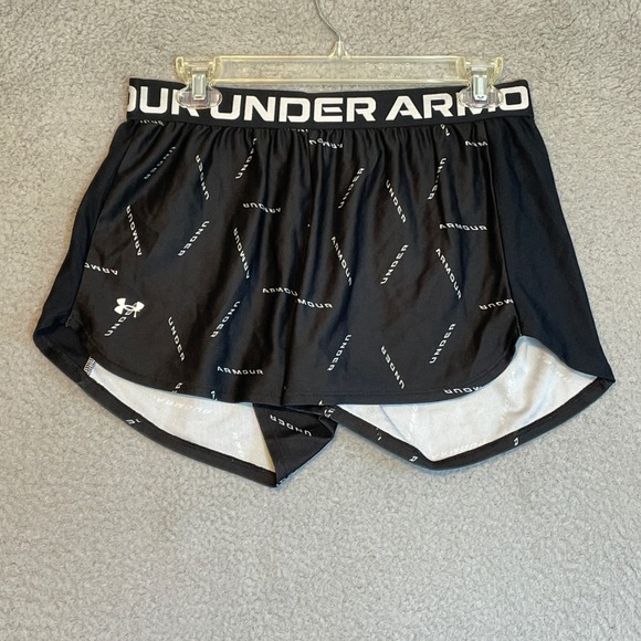 Under Armour Running Shorts Women's Medium Black White Athletic Gym - Picture 1 of 4